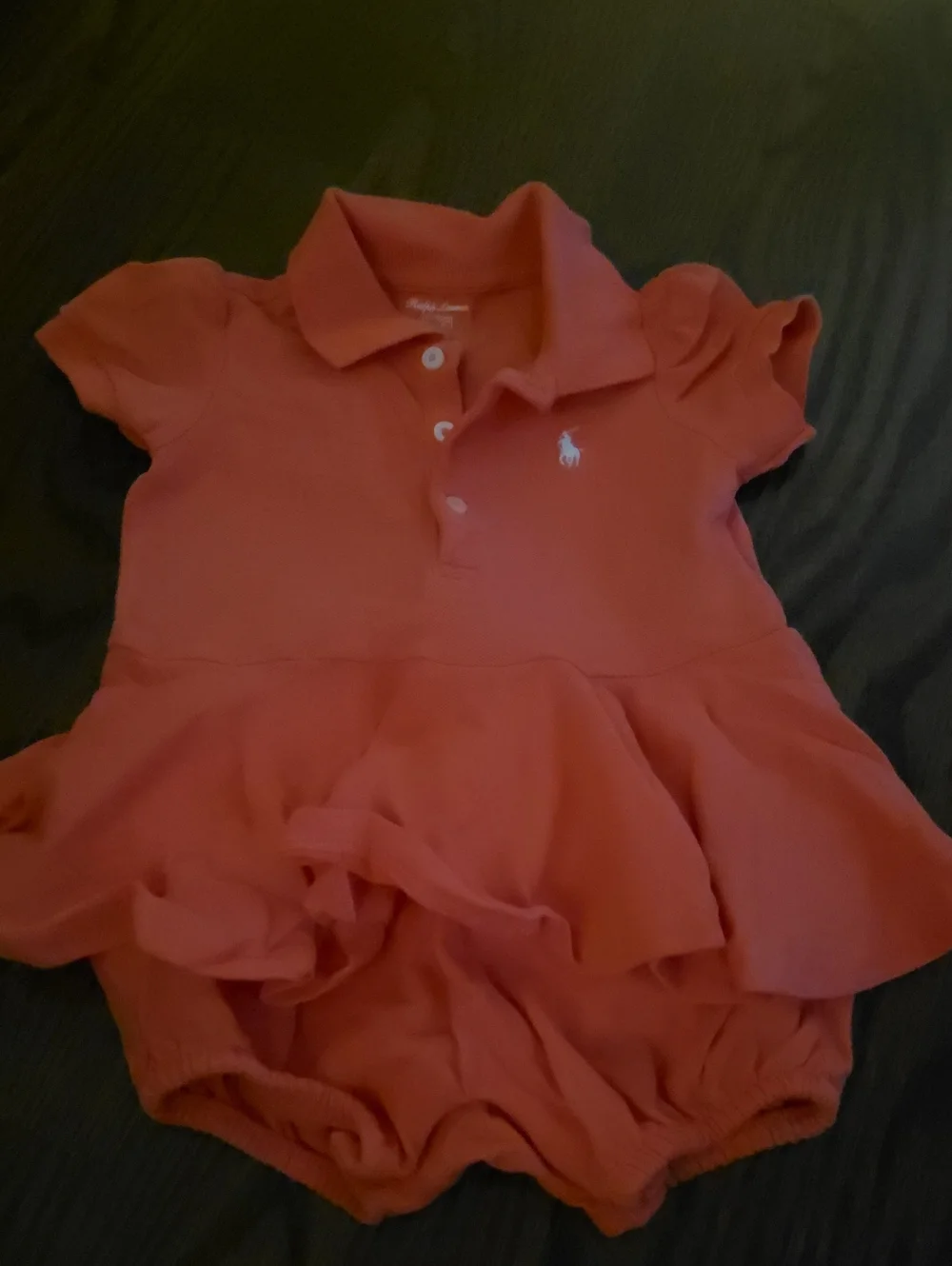 Ralph Lauren Girls Orange Polo Romper Dress